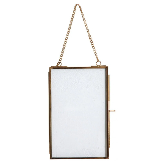 Metal Framed Rope Hanging Accent Mirror in Gold
