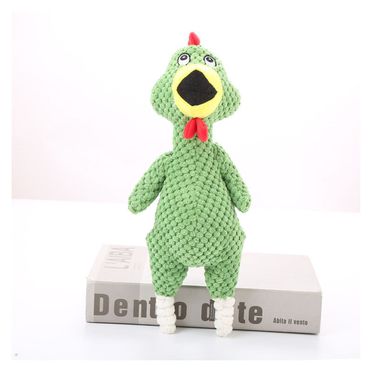 Dog toy, screaming green chicken