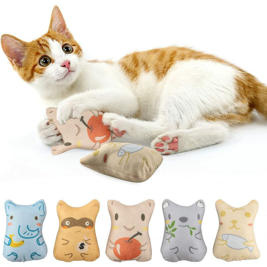 5 Pieces Catnip Plush Toy Catnip Toy Cat Chew Plush Toy Set Indoor Cat Toy Teeth Are Clean and Bite Resistant (a)