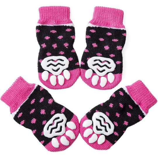 4 Pack Non-Slip Non-Slip Dog Cat Socks for Indoor Use, Rubber Reinforcement Garter for Dog and Cat, Size m.