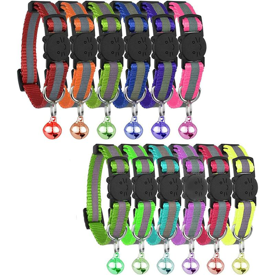 Perle Rare - Cat Collar with Bell, Random Color, Reflective Pet Collar, Small Pet Collar