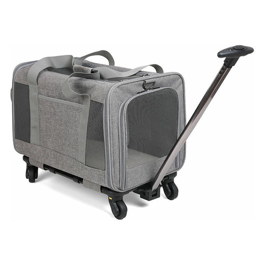 Pet Cat Backpack Going Out Breathable Carrying Bag Cat Supplies Rabbit Dual Purpose Travel Bag Hand Pull Small and Medium Dog Trolley Bag Gray 32 *