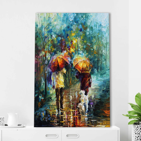 Friends with a Dog by Leonid Afremov - Wrapped Canvas Painting Print