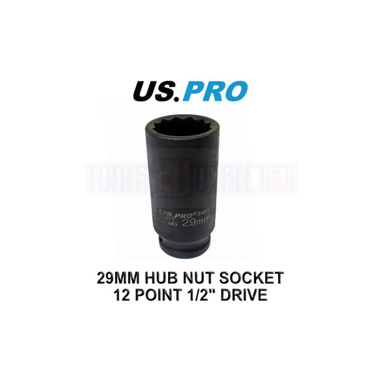 Tools 29mm 1/2' dr 12 Point Deep Hub Nut Socket, Gearbox etc 3481 - Us Pro