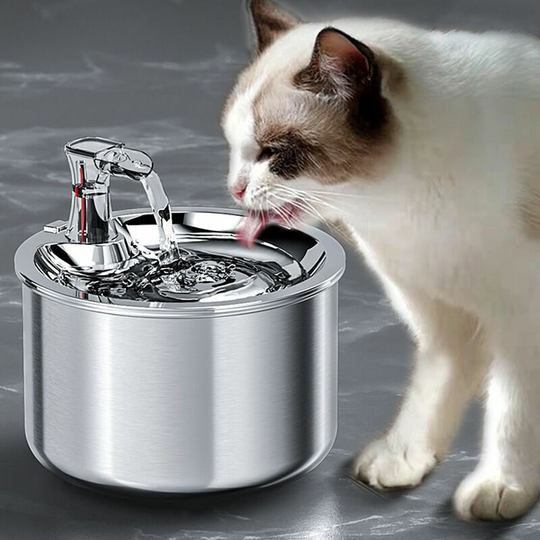 Monly - 3.2L Cat Fountain, Stainless Steel Cat Fountain with Upgraded Pump and 3 Replaceable Filters