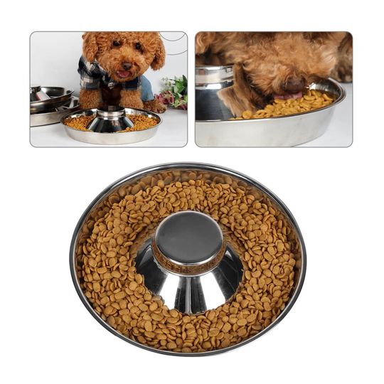Feeder Bowl Stainless Dish Puppy Dog Cat Litter Food Feeding Weaning
