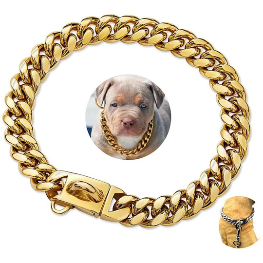 Heguyey - 14mm New Pet Dog Collar Stainless Steel Cuban Chain Dog Chain Dog Collar