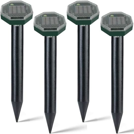 Pesce - Solar Ultrasonic Mole Repeller, 4 Pack Ultrasonic Mole Repeller, Solar Mole Repeller, IP65 Solar Mole Repeller, Mole Repeller, Gopher, Snake,