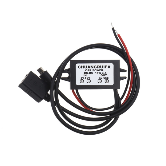 DC Buck Converter 12V 24V 36V to 5V 3A with USB2.0 & Micro USB Adapter