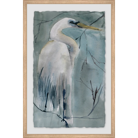 Perched Crane by Marmont Hill - Picture Frame Painting Print on Paper