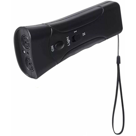 Monly - Dual Head Ultrasonic Anti Bark Dog Training Device Dog Bark Trainer led Light Dog Repeller Portable Dog Trainer Model: Black
