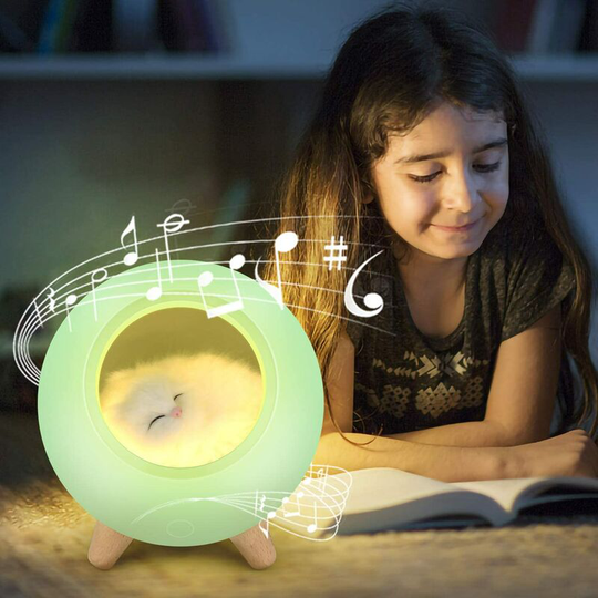 Gift - Kids Night Light with Bluetooth Speaker ptn Table Lamp Bedside Bluetooth Speaker usb Rechargeable Lighting Cat House Lamp Desk led Night Light