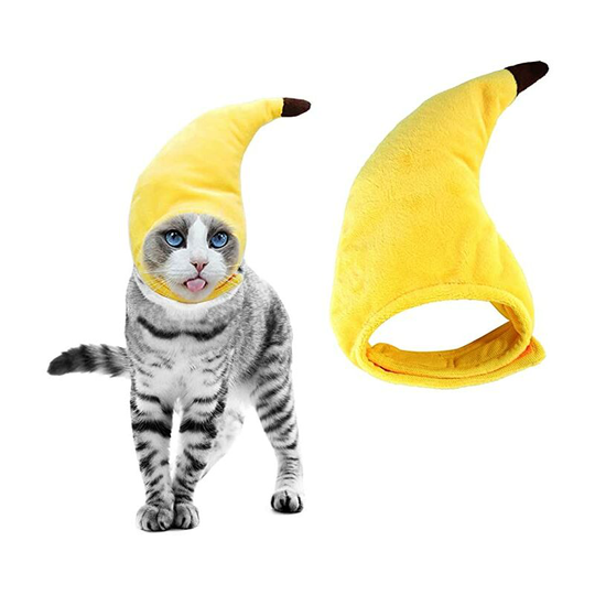 Pet Halloween Banana Hat Cat Dog Halloween Thanksgiving Headgear Costume Pet Banana Cap Halloween Apparel for Cats Kitten Puppy Small Dogs