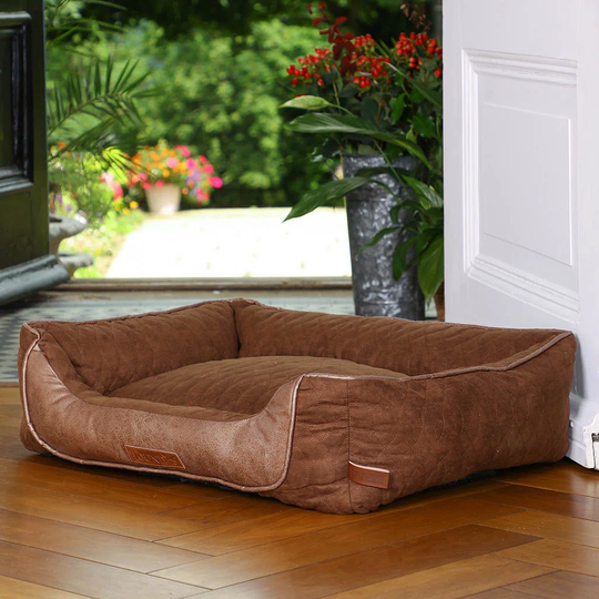 Luxury Large Quilted Bolster Cushion in Brown