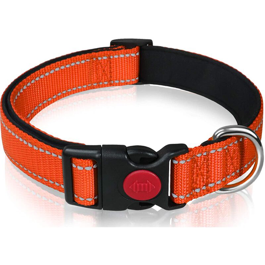 Classic Adjustable Reflectable Nylon Necklace With Padded Soft Breathable Mesh For Sale Dogs, xl, Orange