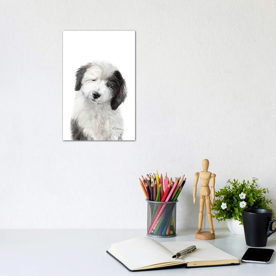 Old English Sheepdog Puppy - Wrapped Canvas Graphic Art Print