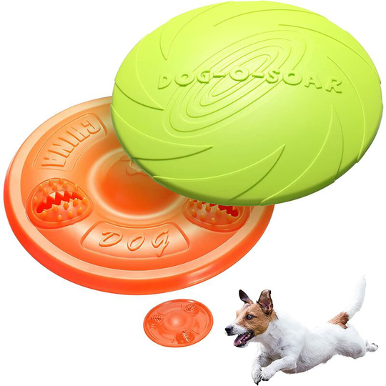2 Pieces Flying Discs Interactive Dog Toys Rubber Flyer Puppy Chew Toys Durable Rubber Dog Toy Flying Disc Safe on Teeth for Small, Medium and Large