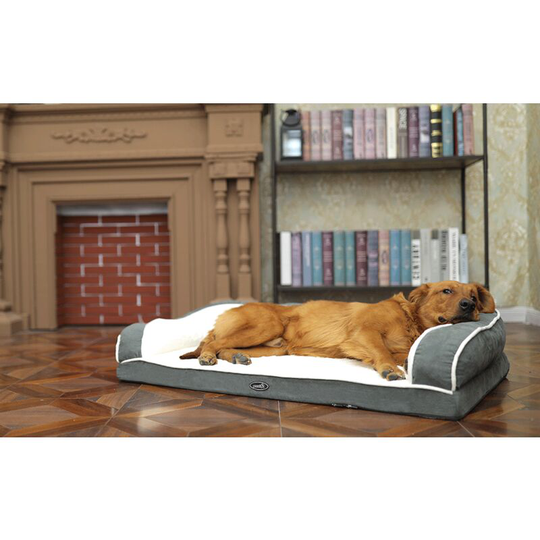 Pecute - Pet Sofa Bed Dog Bed(L 89 * 56 * 18 cm), Egg Crate Memory Foam Pet Couch Bed with 3 Sides Bolster for Good Support, Removable Washable