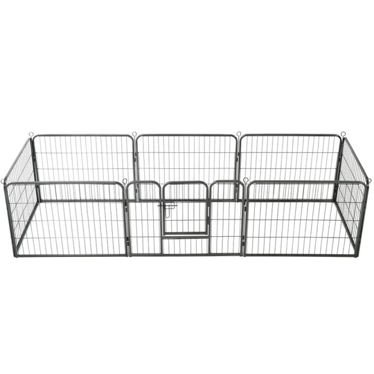 Topdeal - Dog Playpen 8 Panels Steel 80x60 cm Black VDTD07129