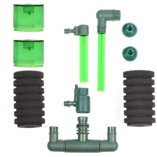 Briday - Super Biochemical Sponge Filter Double Head Bio Aquarium Air Pump with Suction Cup for Fish Tank Equipment (QS-200A)
