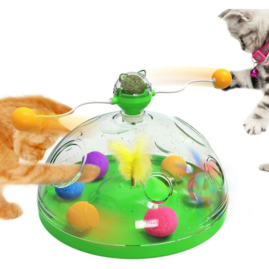 Joorrt - Interactive Cat Toys, Cat Playsets, Smart Cat Toys, Cat Spring Toys, Rotating Cat Sticks and Catnip Balls (Green)