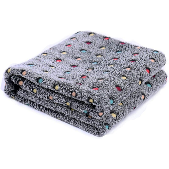 Pet Dog Blanket Fluffy Fleece Fabric Warm Dot Print Blanket Throw Washable for Cats and Dogs Grey L:140 * 100cm