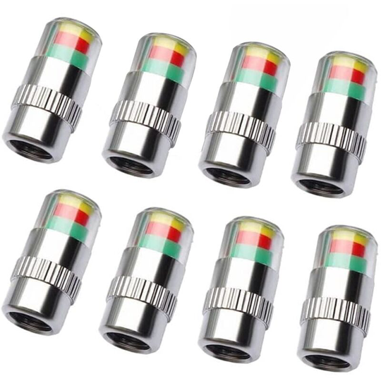 Modou - Anti-Theft Tire Alert Pressure Cap, Eye Watch Warning Detection Universal Car Tire Valve Caps for Vehicles, Bikes and Bicycles, Trucks,