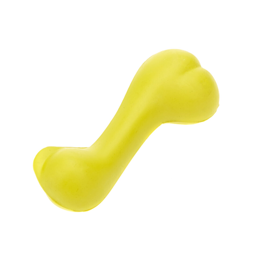 Yellow Large Solid Strong Tough Hard Rubber Dog Treat Bone Fetch Toys