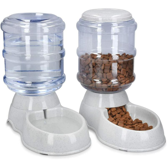 Osqi - 2X Food and Water Dispenser - Accessory for Cat and Dog - 2X Automatic Food Bowl - for Cat Dog Rabbit - Capacity 3.8L