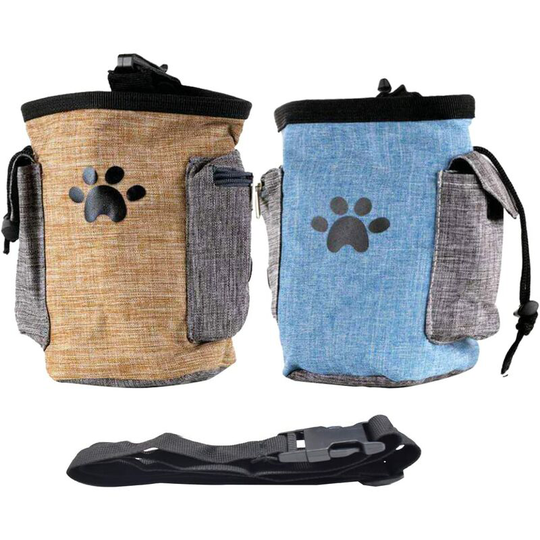 2PCS Waterproof Dog Pouch Portable Dog Treat Bag Dog Training Bag Detachable Belt for Indoor and Outdoor Use