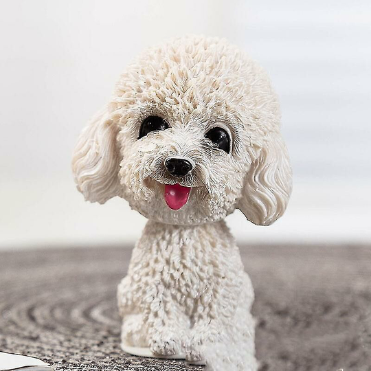 Deckon - Auspicious-car Shaking Dog Ornament Shaking Dog Nodding Puppy Toy Car Dashboard Decoration Toy Shaking Shaking Doll, White Teddy, 6*9.5cm