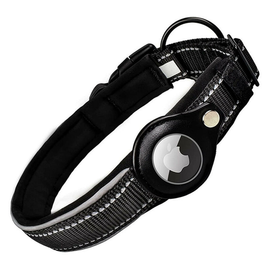 Padded Dog Collar for AirTag, Black, size m, 1 unit