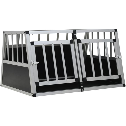 Dog Cage with Double Door 89x69x50 cm Vidaxl Silver