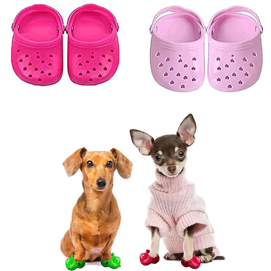 2 Pairs Breathable Mesh Dog Pet Shoes (Red + Pink)