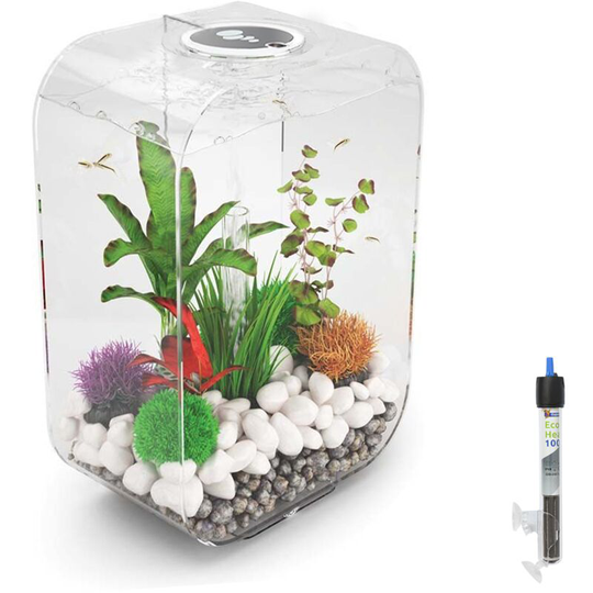 Biorb - life 60L Clear Aquarium Fish Tank with Multi Colour led Lighting and Heater Pack