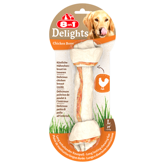 8in1 Delights Chew Bones - Chicken - L (1 Bone)