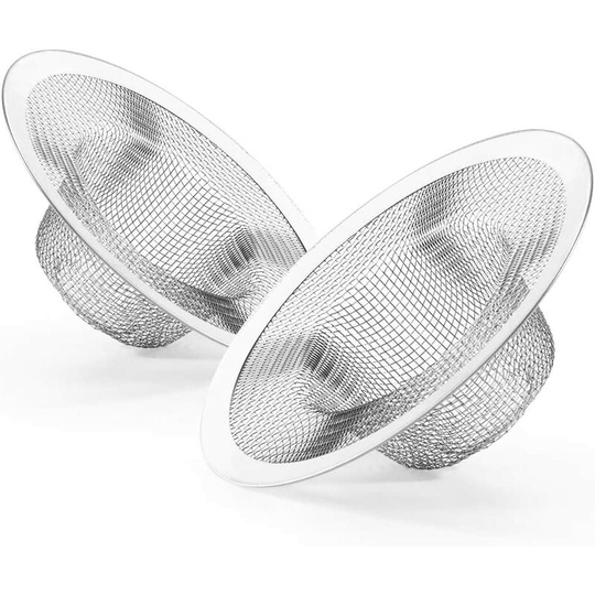 2 Pieces Kitchen Sink Strainer Mesh Stainless Steel Sink Drain Strainer Basket Filter Large 4.5 Inch Wide Rim for Bathroom Tub Basin Floor Drain