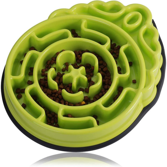Slow Feeding Bowl, Diet Pet Bowl, Anti Gluttony Dog Cat Bowl, Promotes Healthy Eating And Slow Digestion (Green Round)