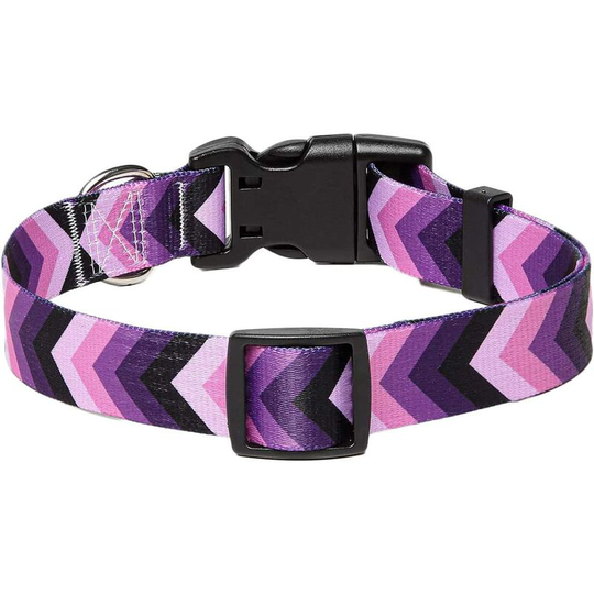 Trendy Pattern Dog Collar with Quick Release Buckle, Boho, Floral, Geometric, Tribal Design, Classic Collar (Purple Arrow, s)