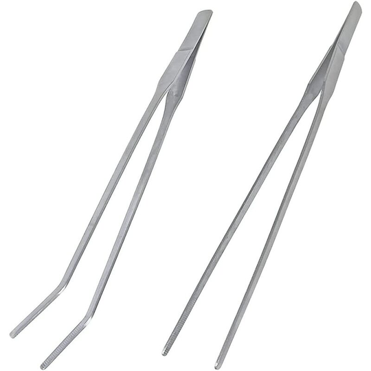 2 stainless steel tweezers, straight and curved, aquatic plant tweezers, aquatic plant tweezers, suitable for herbaria, aquariums, aquariums and