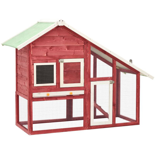 Vidaxl - Rabbit Hutch Red and White 140x63x120 cm Solid Firwood Red