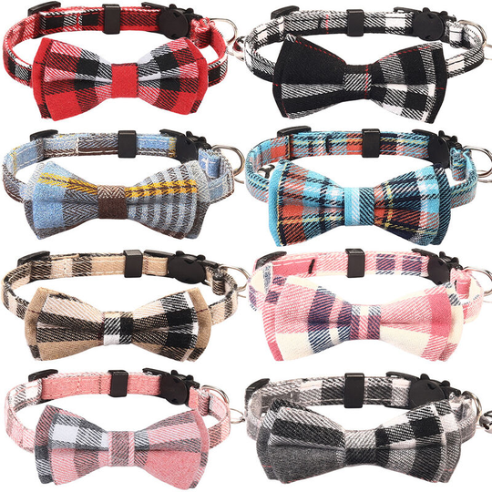 Anti Strangling Cat Collar, Cat Collar with Bell and Bow Tie, Cute Collars for Kittens and Cats, 8 Pcs,