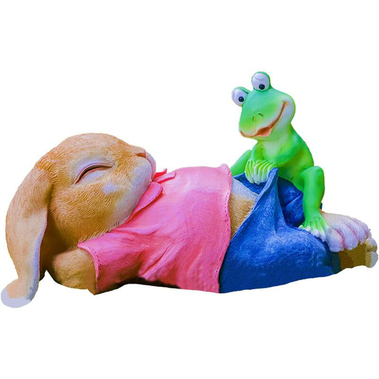 Echoo - Rabbit with Frog Garden Ornaments Decorations Statues and Sculptures