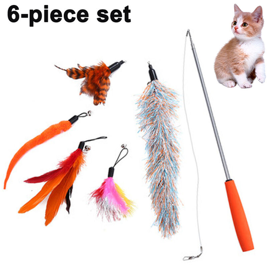 Pet Fit For Life Worms Teaser and Exerciser for Cat and Kitten - Cat Toy Interactive Cat Wand, orange