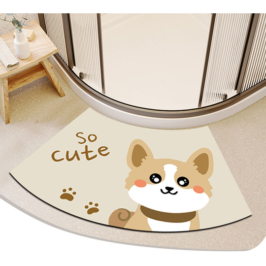 Diatom mud arc water absorbing floor mat Non slip mat in home bathroom Cartoon foot mat Toilet diatom mud cushion (puppy type)