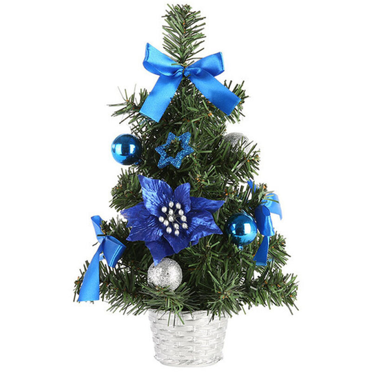 Mini Tabletop Christmas Tree Home Christmas Small Desktop Decoration Party Ornament Family Christmas Gift,Royal blue,30cm - Royal blue,30cm