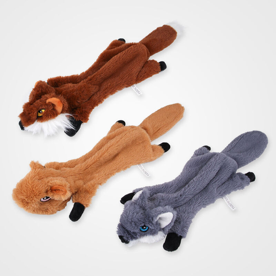 3 pieces dog toys bite resistance relief voice grinding pet fox squirrel plush pet supplies 45*9*6cm