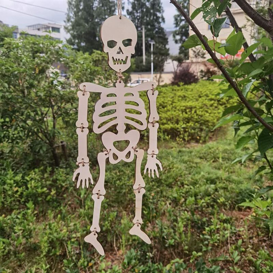 Perle Rare - Halloween Skeleton,20cm*50cm Scary Halloween diy Wooden Skeleton Full Lifelike Human Bones with Movable Joints for Halloween Party Theme