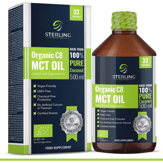 MCT Oil Pure Organic C8 - 100% Coconut - 500 ML for the Ketogenic Diet
