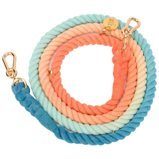 Double Dog Rope Leash for Two Dogs Dual Pet Lead Comfortable Sturdy Ombre Braided Rope Small Medium & Large Dogs,210cm